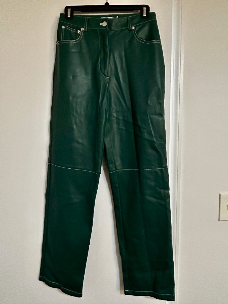 Nwot: Green Faux Leather Pants